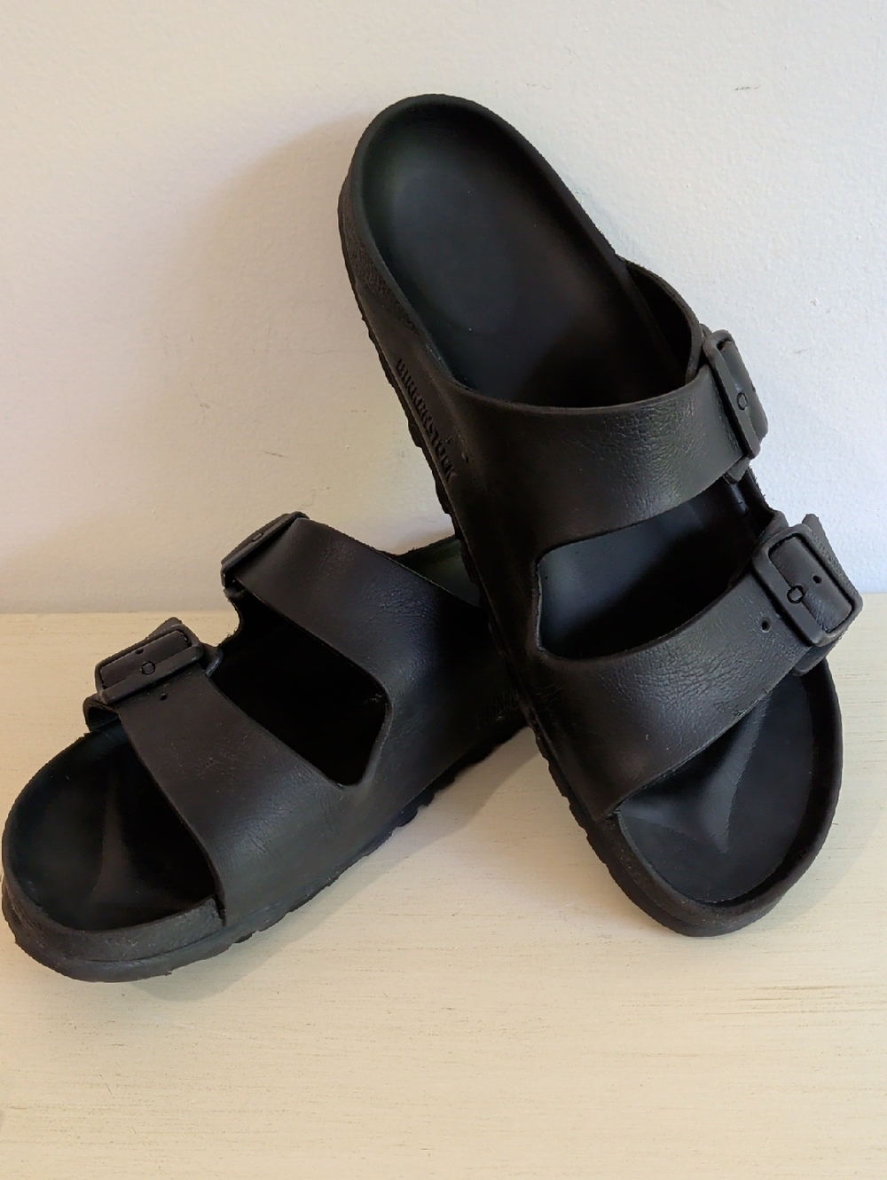 Birkenstock Arizona Black Double-Buckle Rubber Slide Sandals Size 41